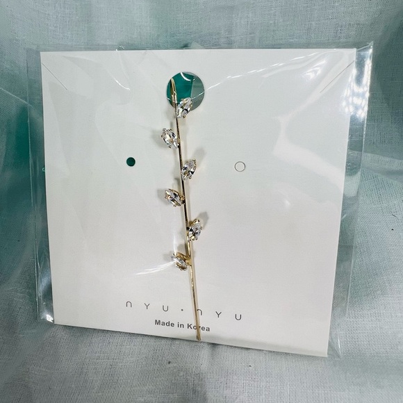 Fairy Earthy Magical Sparkling Zircon Unique Statement Bar Ear Cuff - Picture 4 of 8